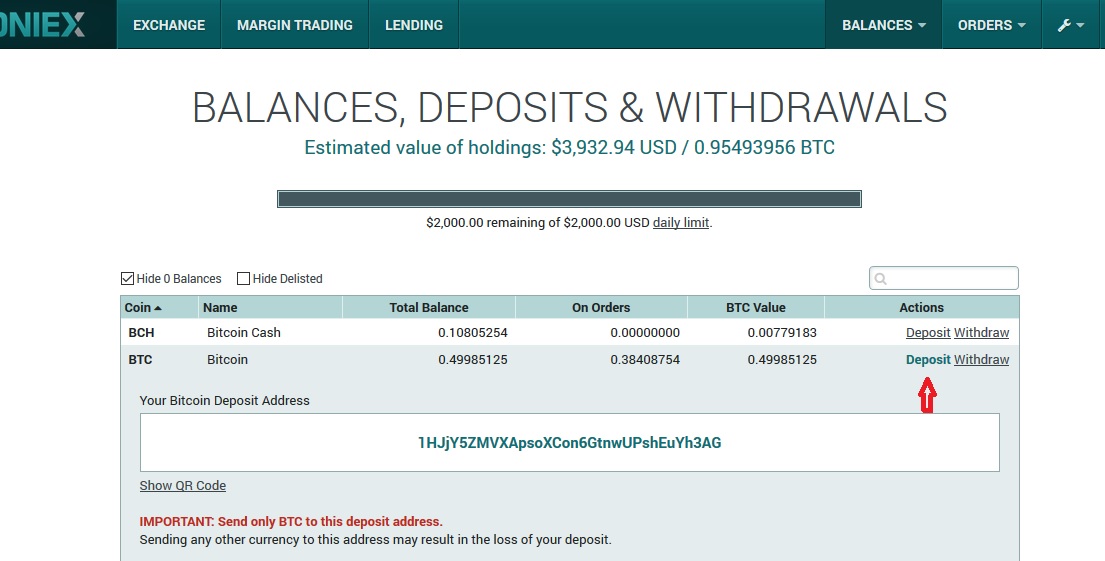 trade na poloniex - depositar bitcoin