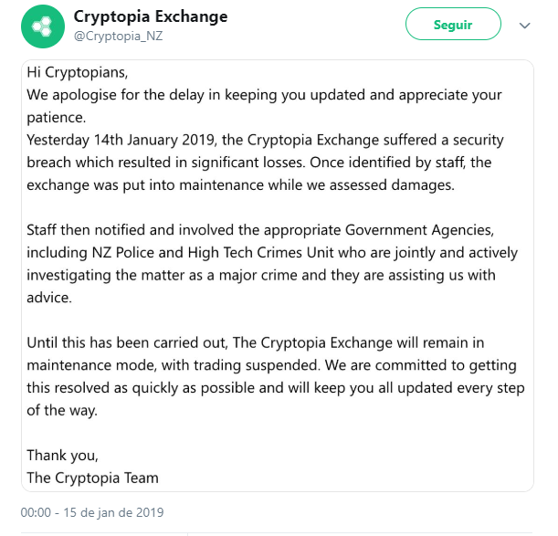 WeBitcoin: Após hack, exchange Cryptopia registra perdas significativas e fica temporariamente desativada