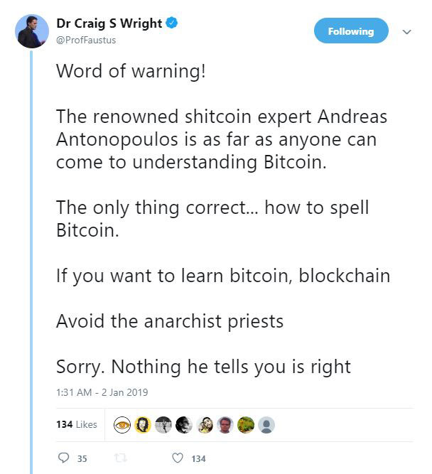 Webitcoin: Craig Wright chama Andreas Antonopoulos de "especialista em shitcoin"