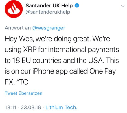 WeBitcoin: Mas afinal, o Santander está ou não está utilizando XRP em pagamentos internacionais?
