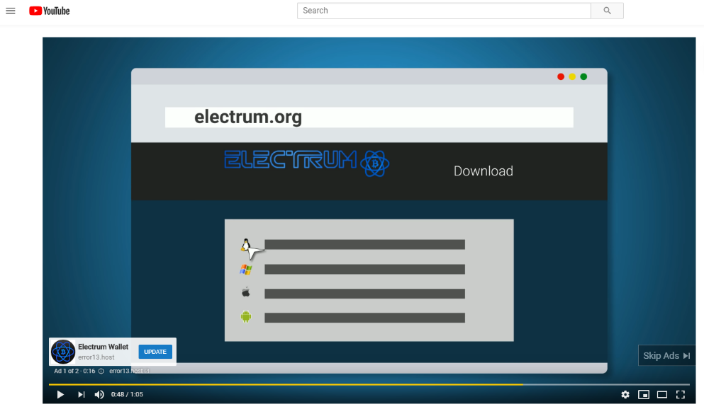 WeBitcoin: Youtube libera anúncio de malware disfarçado de carteira de Bitcoin