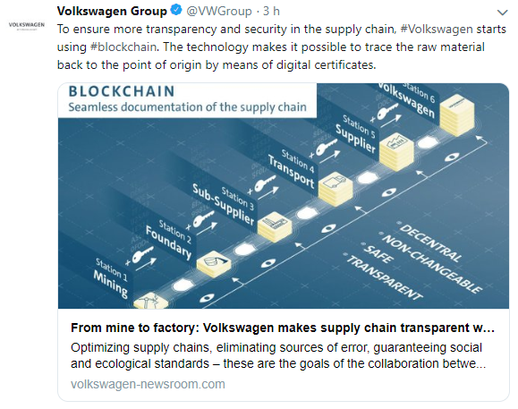 WeBitcoin: Volkswagen anuncia que irá utilizar a tecnologia blockchain para monitorar cadeia de suprimentos