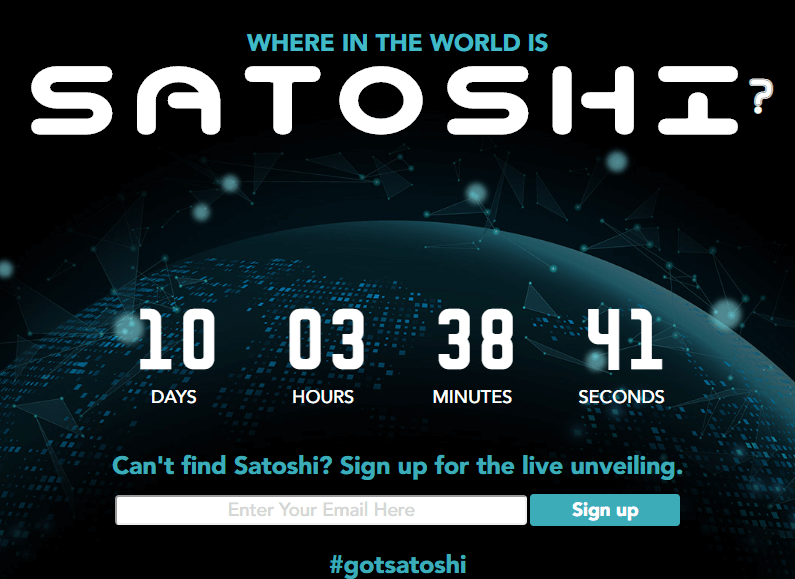 WeBitcoin: Novo site inicia contagem regressiva para revelar a real identidade de Satoshi Nakamoto