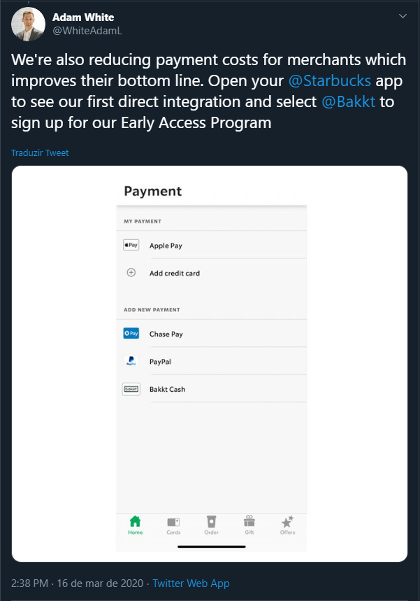 Bakkt Cash starbucks