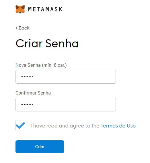 criar carteira Metamask