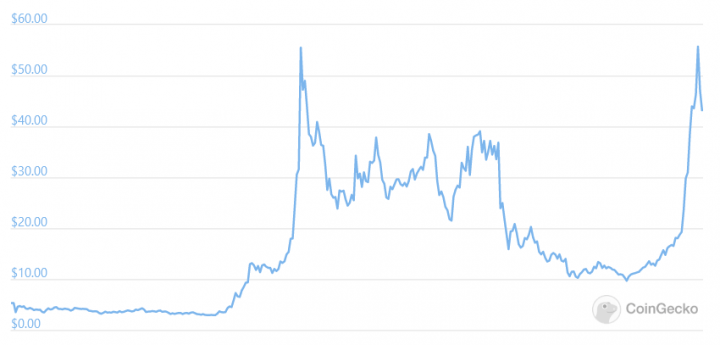 Tabela de preços AVAX de 1 ano. Fonte: CoinGecko