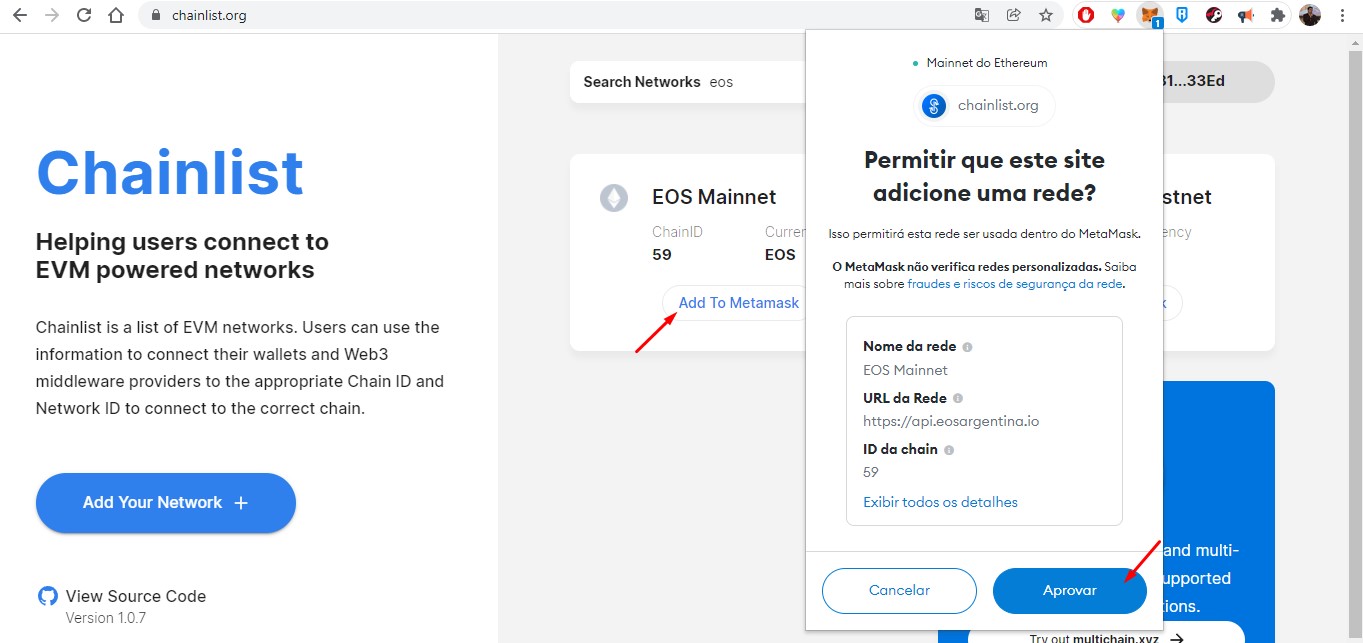 rede inclusa na metamask