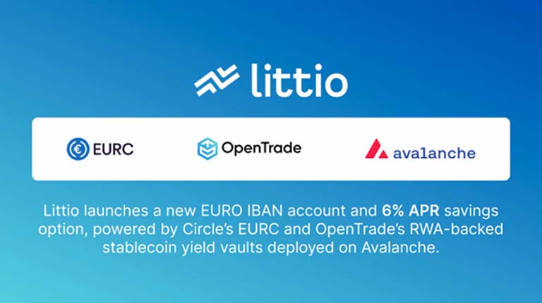 A Littio, fintech colombiana, está lançando uma nova conta em EURO e opção de poupança, usando a plataforma da Circle e OpenTrade por meio da rede Avalanche.